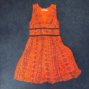 Abercrombie & Fitch Orange Sleeveless Dress with Blue Velvet Accents